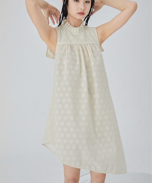 Dot Jacquard Asymmetric Dress